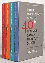 Dansk Møbelkunst gennem 40 aar 40 Years of Danish Design The Copenhagen Cabinet-maker's Guild Exhibitions Edited by Greta Jalk. Four volume set: 1927-1936, 1937-1946, 1947-1956 and 1957-1966. ISBN 9788711566312